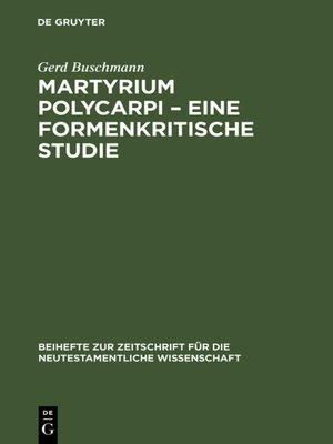 cover image of Martyrium Polycarpi – Eine formenkritische Studie